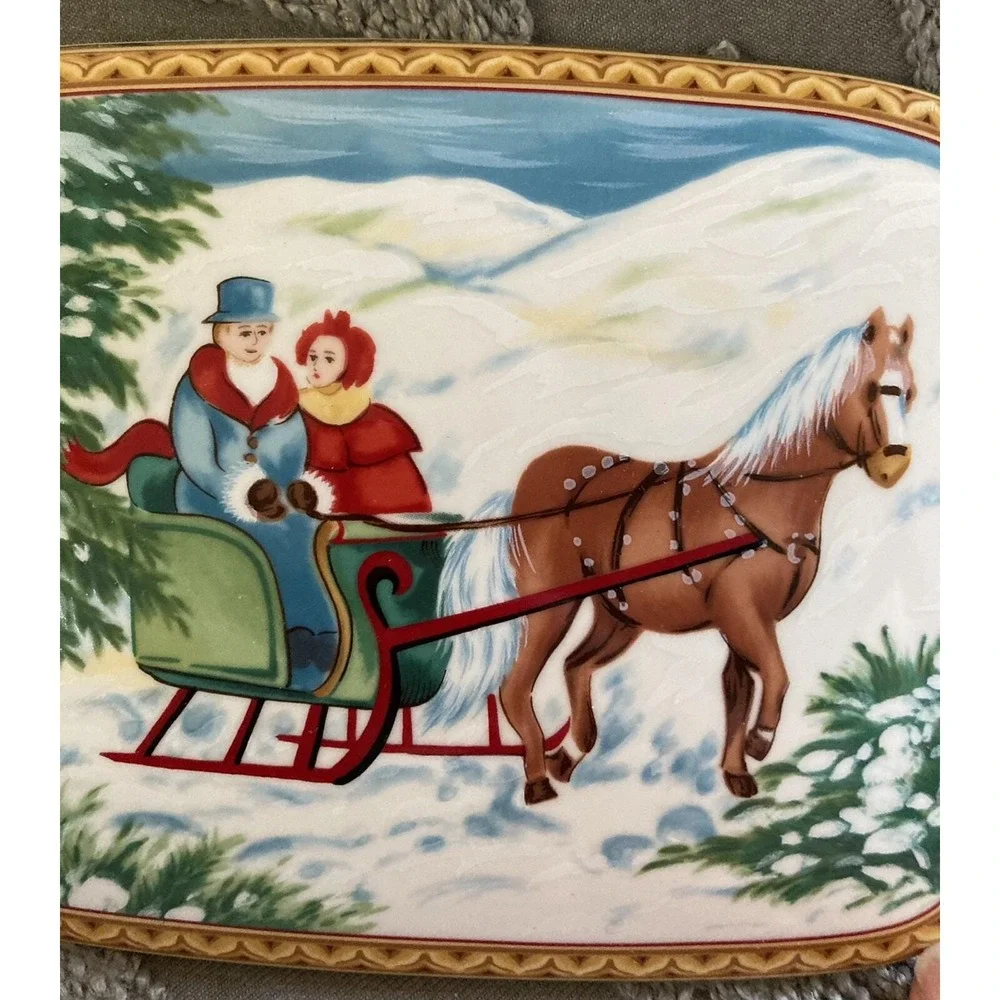 Trinket Box Horse Drawn Winter Sleigh Christmas 6